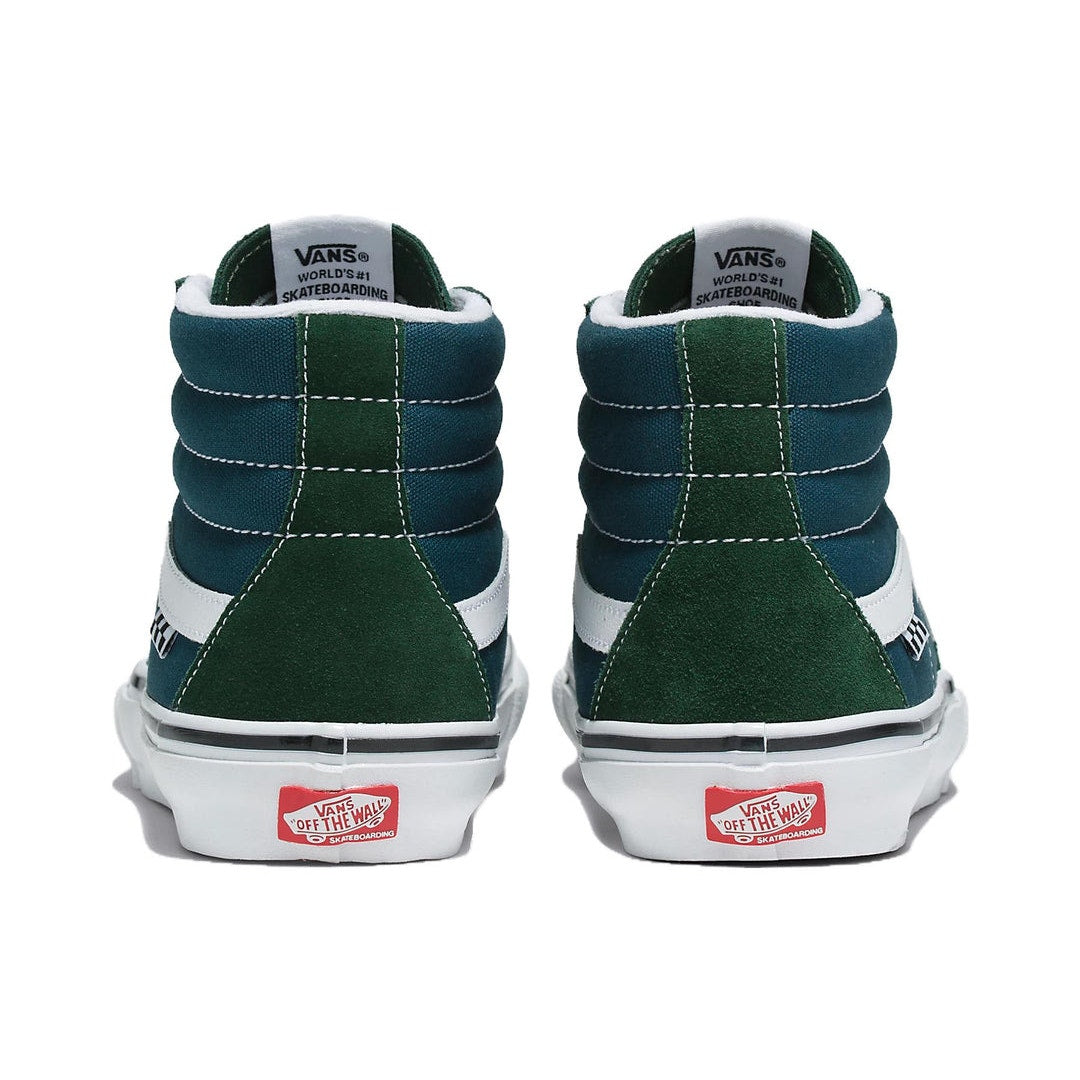 VANS MEN'S 13 SK8 HI MOUTAIN VIEW GREEN BLUE CANVAS NIB