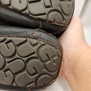UGG MEN'S 12 ASCOT DARK SPICE BROWN LEATHER SLIPPERS LOAFER 5379