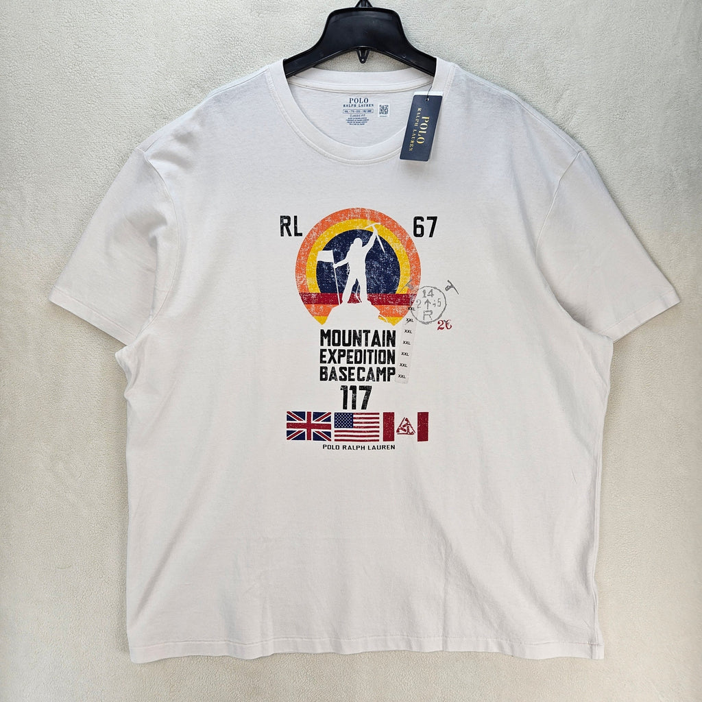 POLO RALPH LAURENT MEN'S XXL MOUNTAIN EXPEDITION RL67 WHITE GRAPHICS TSHIRT NWT