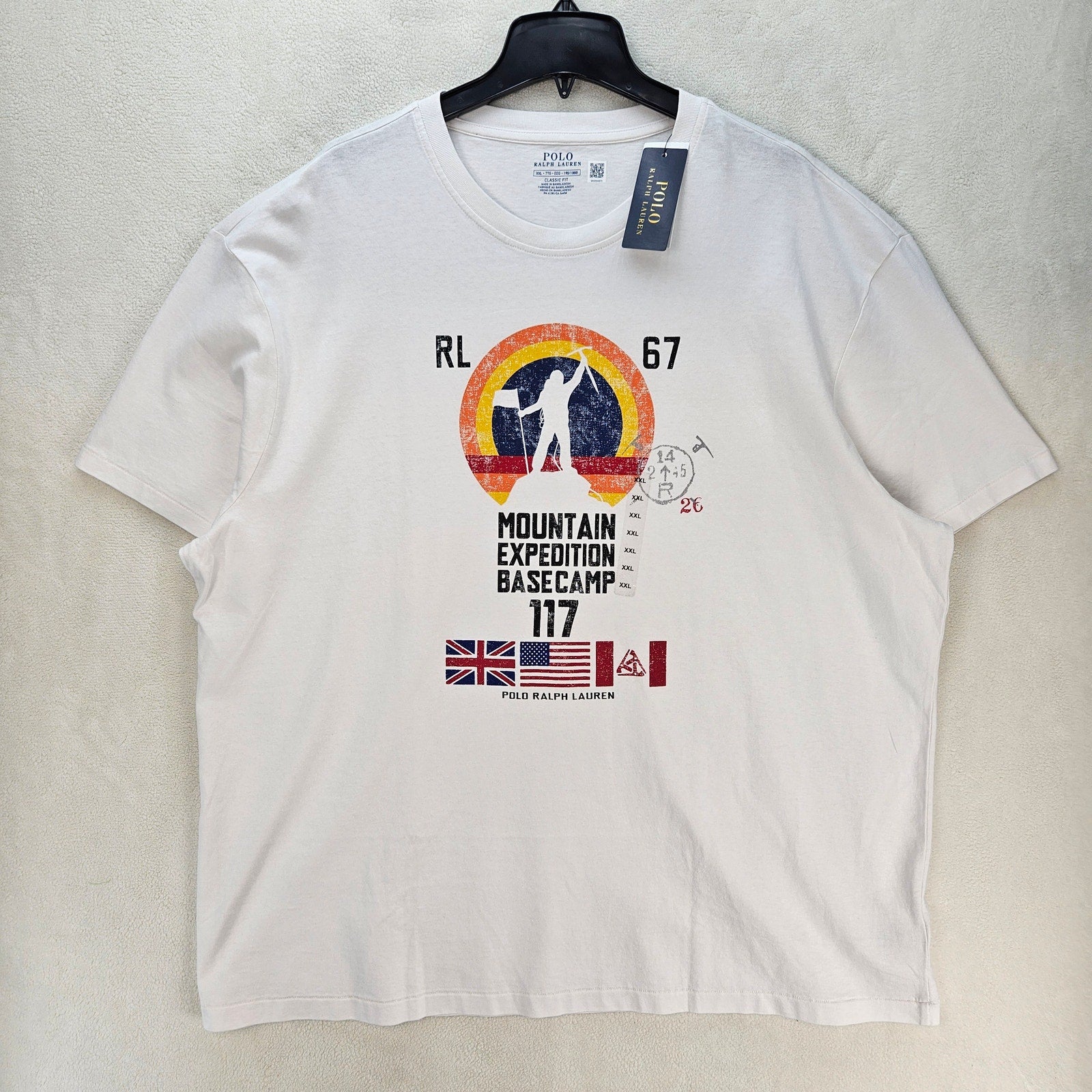 POLO RALPH LAURENT MEN'S XXL MOUNTAIN EXPEDITION RL67 WHITE GRAPHICS TSHIRT NWT