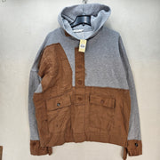 MNML MEN'S SMALL GREY MASH UP UTILITY PULLOVER HOODIE NWT