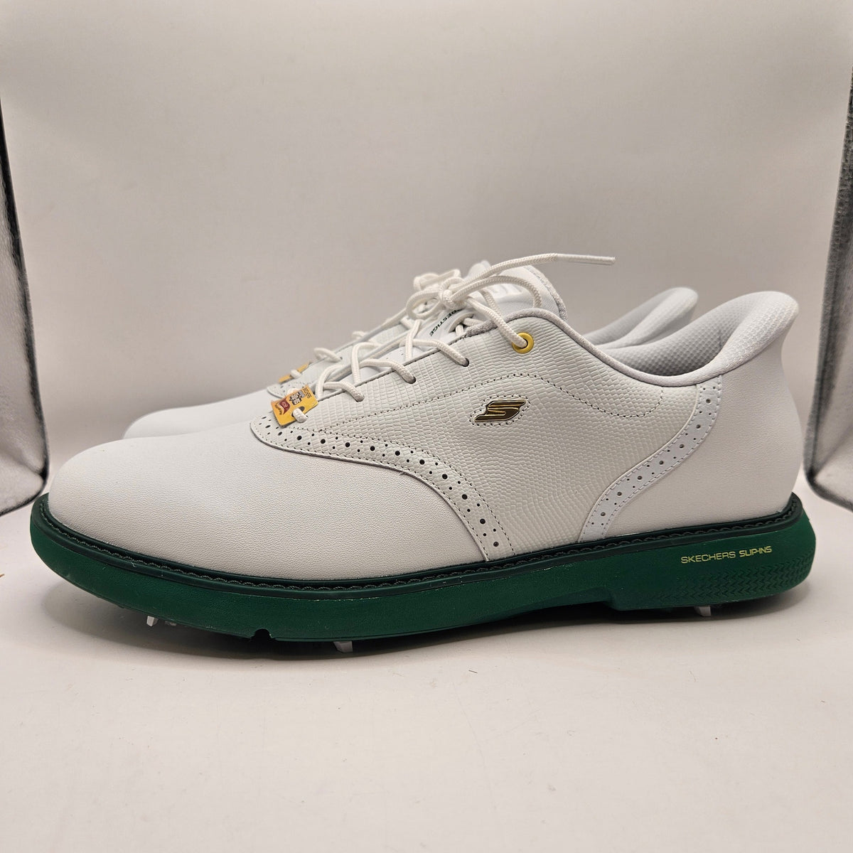 SKECHERS MEN'S 11.5 GO GOLF PRESTIGE SLIP IN SHOES 214124 ARCH FIT WHITE GREEN