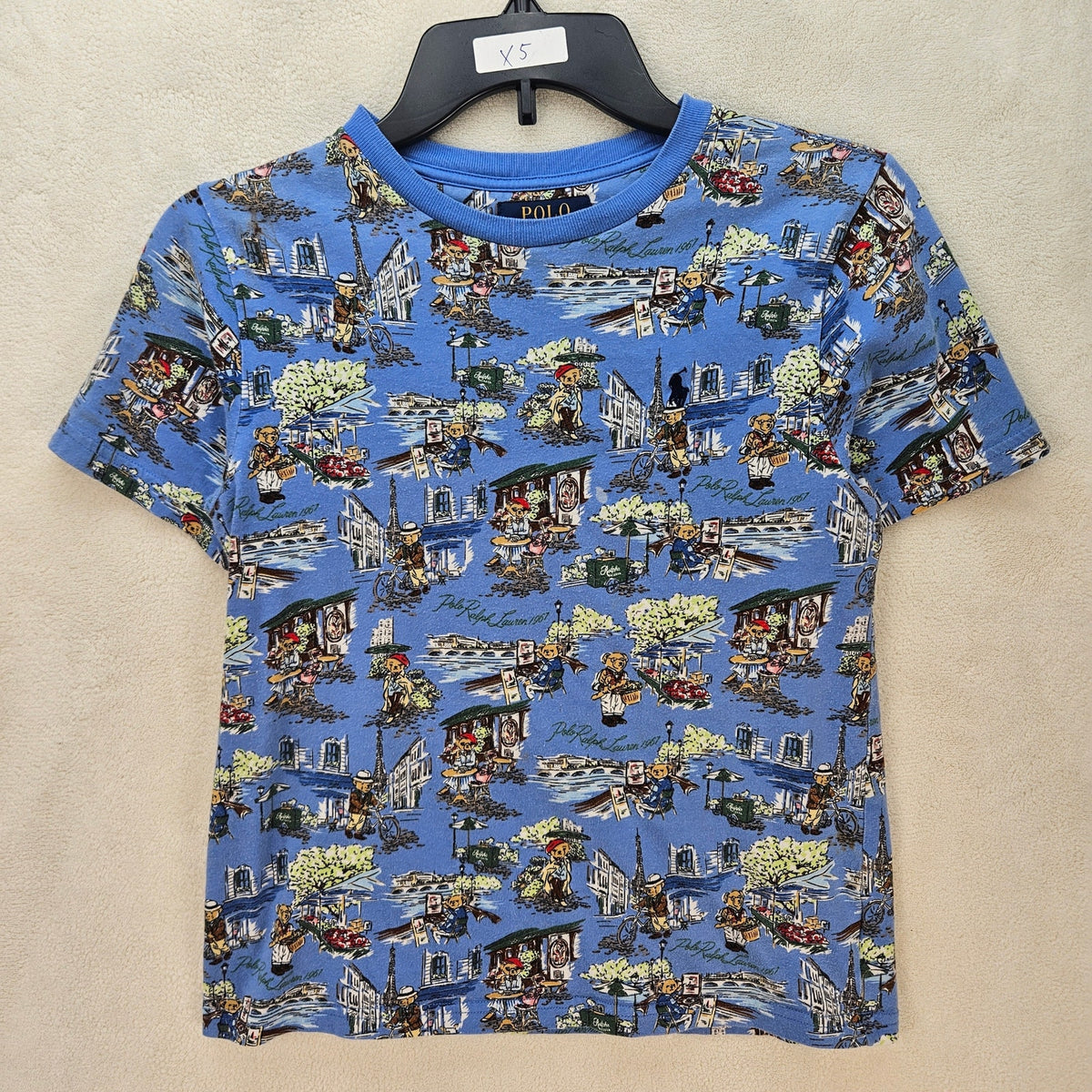POLO RALPH LAUREN BOYS MEDIUM(10-12) BLUE GRAPHICS TSHIRT