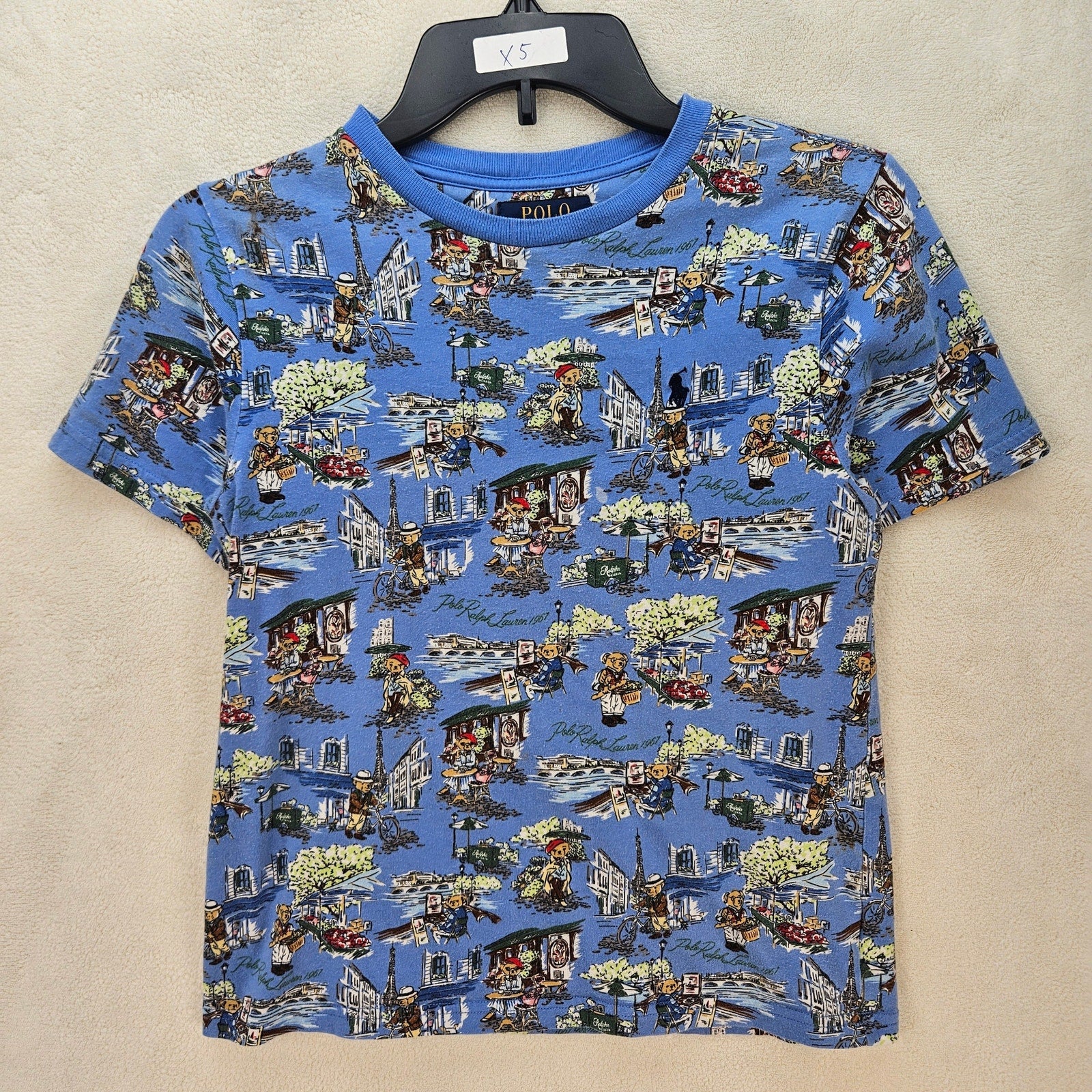 POLO RALPH LAUREN BOYS MEDIUM(10-12) BLUE GRAPHICS TSHIRT