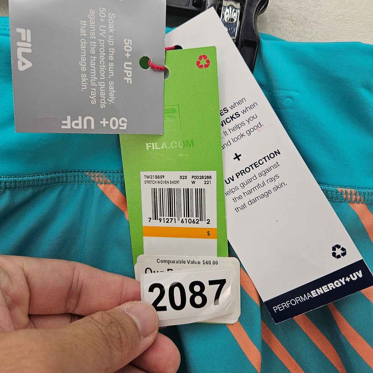 FILA X CHRISTOPHER BEVANS WOMEN'S SMALL TEAL TENNIS SHORTS UPF 50+ NWT