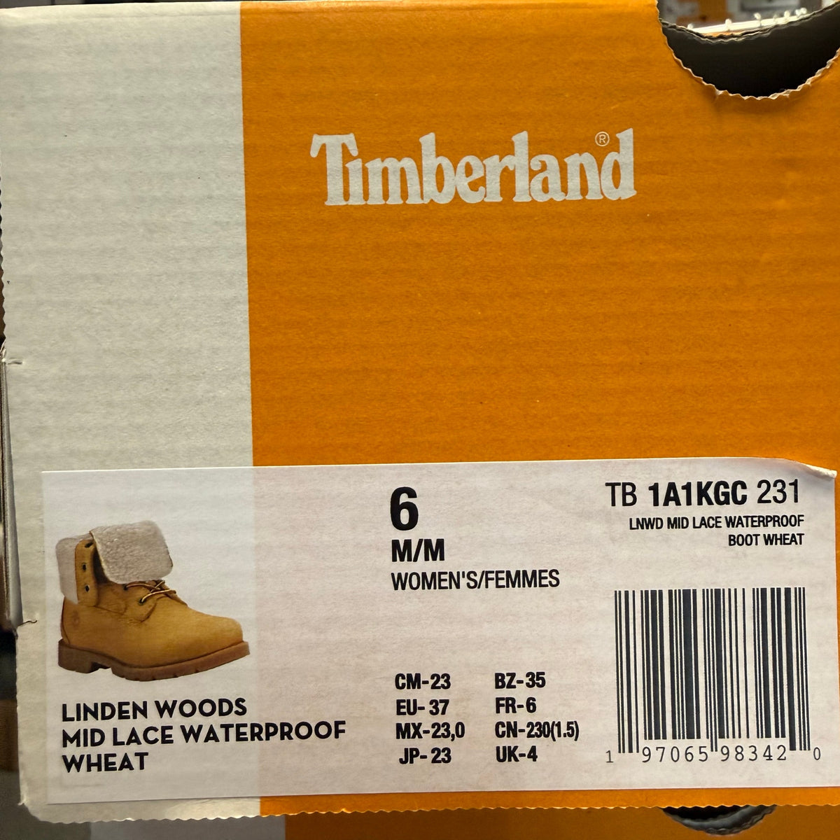 TIMBERLAND WOMEN'S 6 LINDEN WOODS MID LACE WP WHEAT TB1A1KGC231 NIB