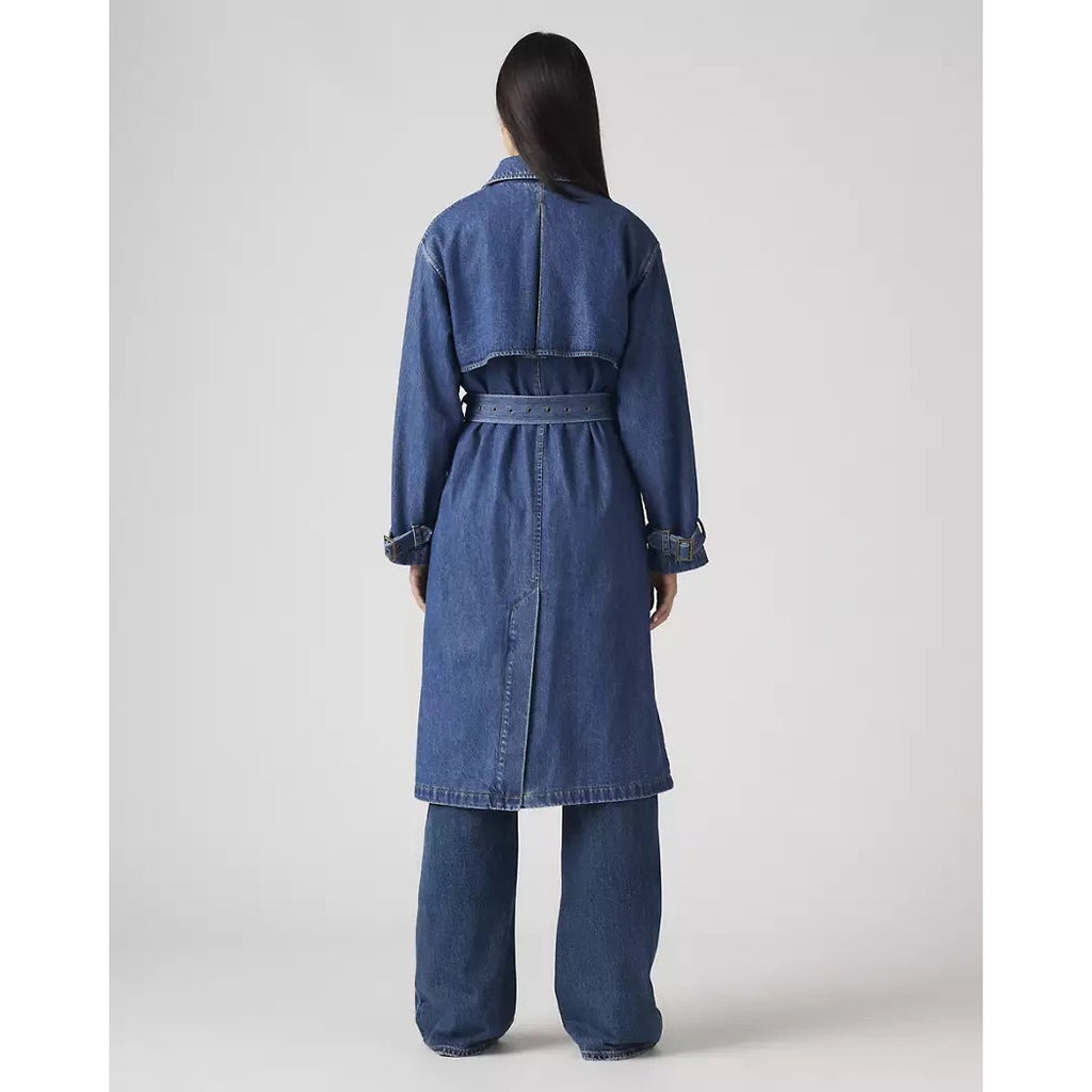 LEVIS WOMEN'S SMALL SPADE TRENCH COAT DARK WASH A89760001 NWT