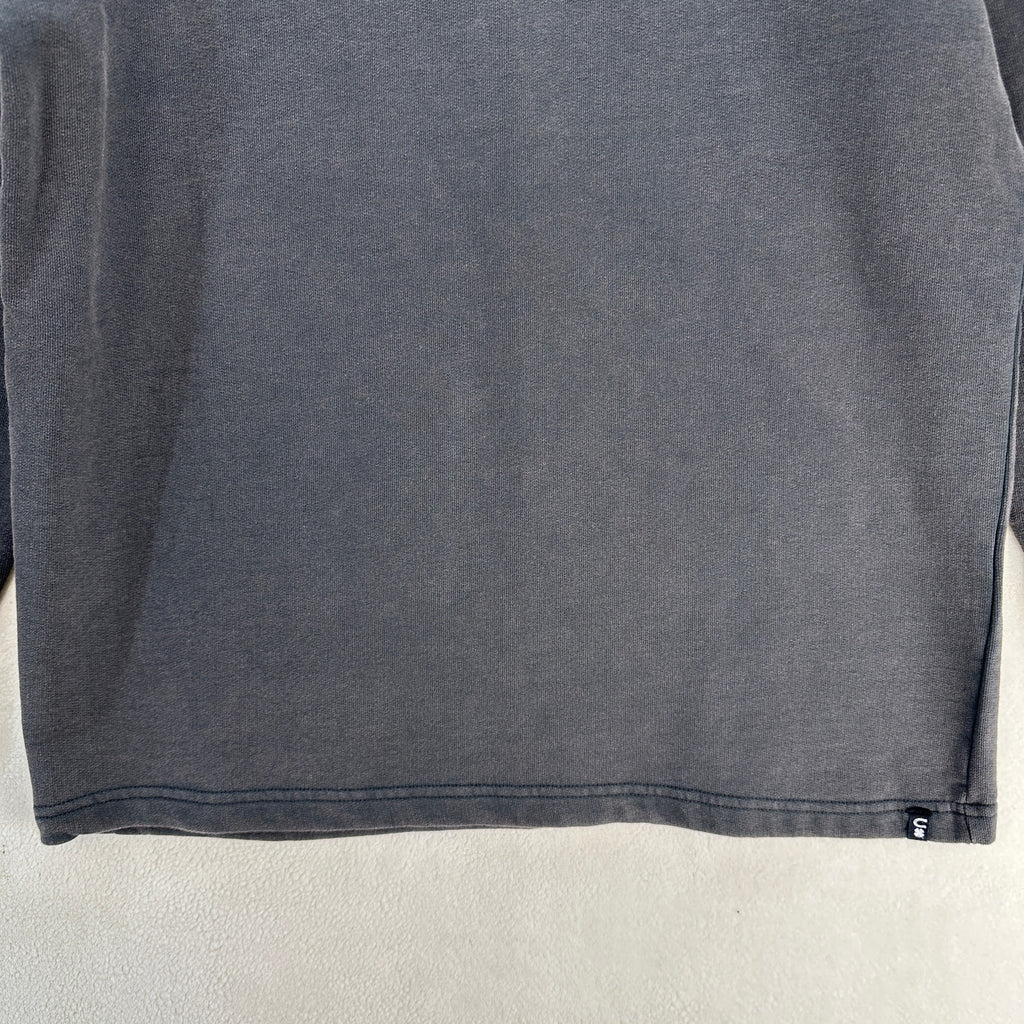 LUCKY BRAND X COLE HAUSER LARGE PATRIOT VINTAGE GREY HALF ZIP SWEATSHIRT