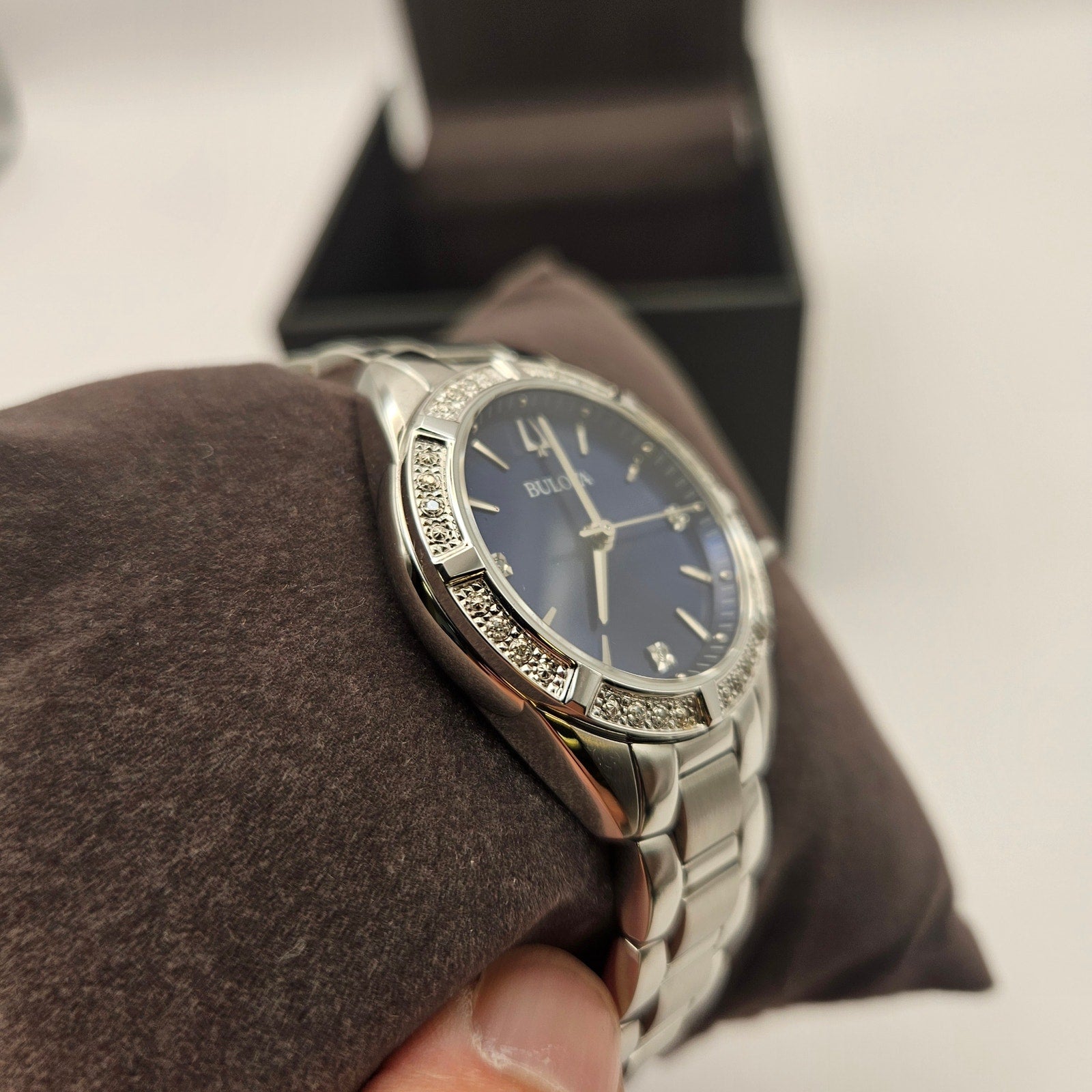 BULOVA WOMEN'S CLASSIC QUARTZ GEMMED SILVER STAINLESS STEEL WATCH 35 MM 96R243