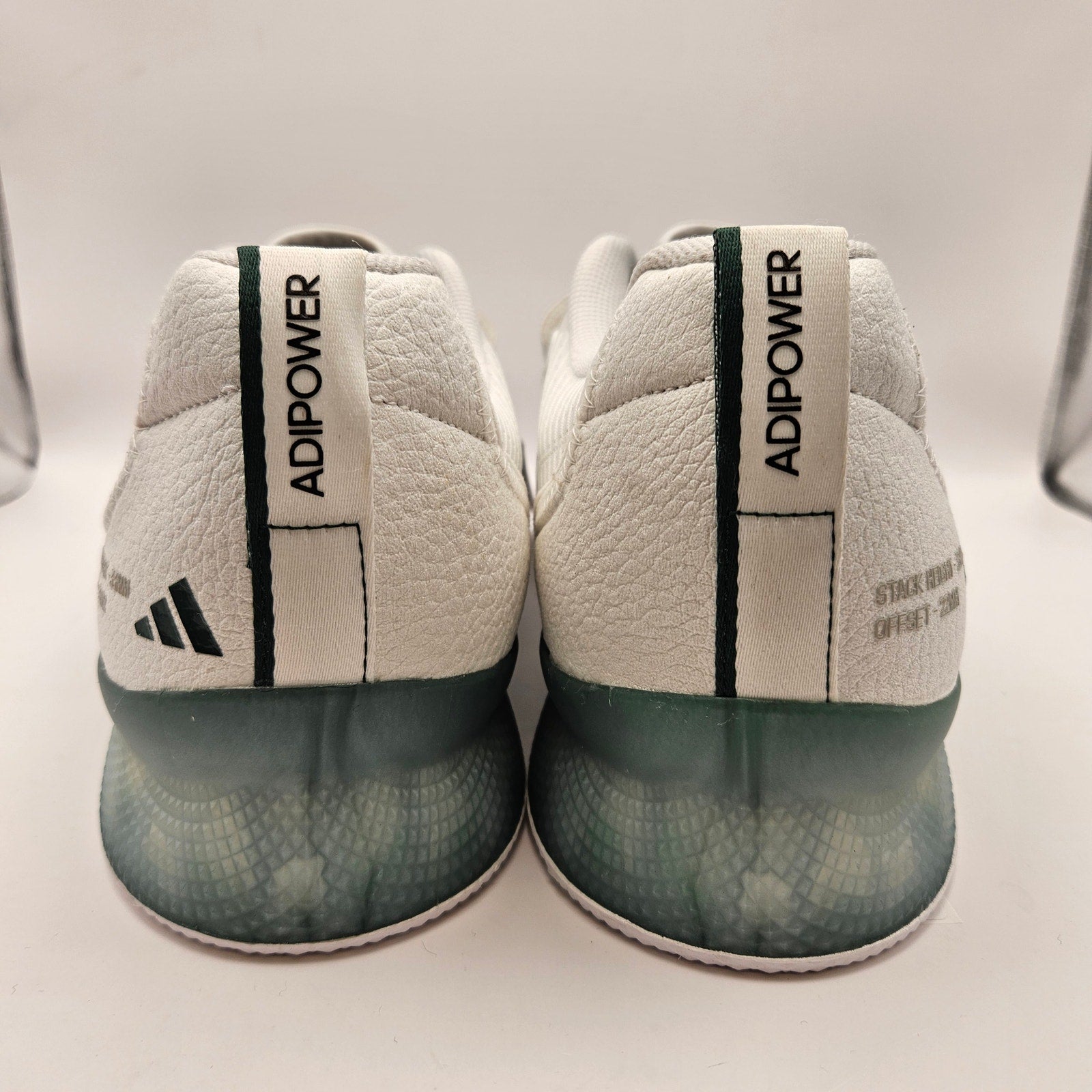 ADIDAS ADIPOWER MEN'S 14 WEIGHTLIFTING SHOES IH8233 WHITE BLACK CLEAR SOLE NWOB