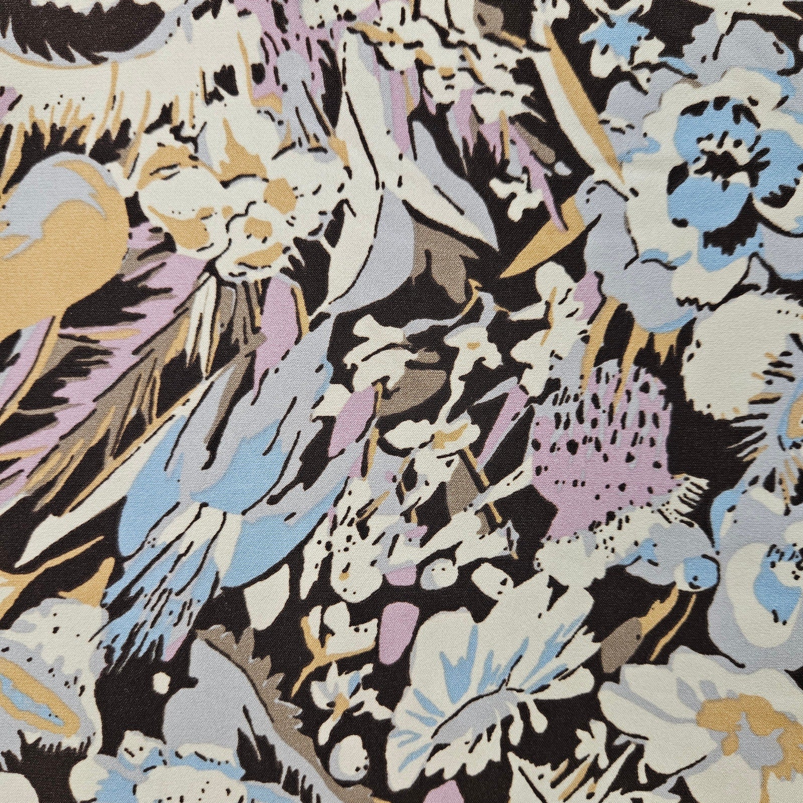 LAUREN RALPH LAUREN WOMEN'S SMALL FLORAL BIRD PRINT RUCHED NECK 3/4 SLEEVE TOP