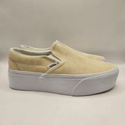 VANS WOMEN'S 6.5 SLIP ON PLATFORM PALE YELLOW SUEDE LO TOP SNEAKER NWOB