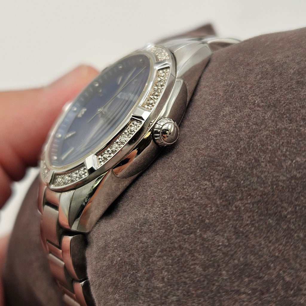 BULOVA 96R243 WOMEN'S CLASSIC QUARTZ GEMMED SILVER STAINLESS STEEL WATCH 35MM