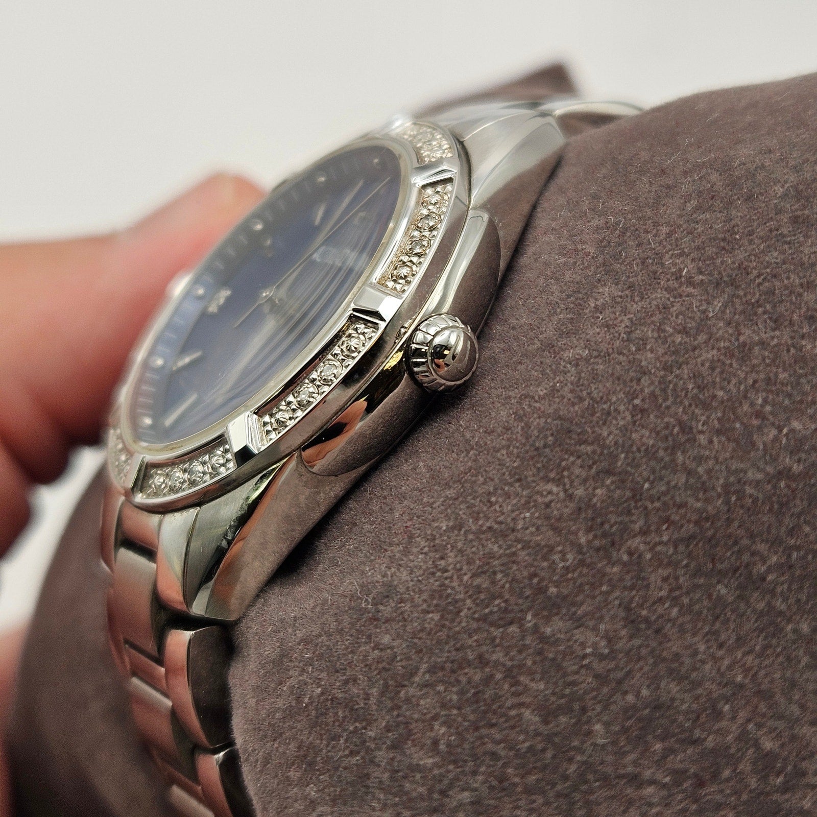 BULOVA 96R243 WOMEN'S CLASSIC QUARTZ GEMMED SILVER STAINLESS STEEL WATCH 35MM