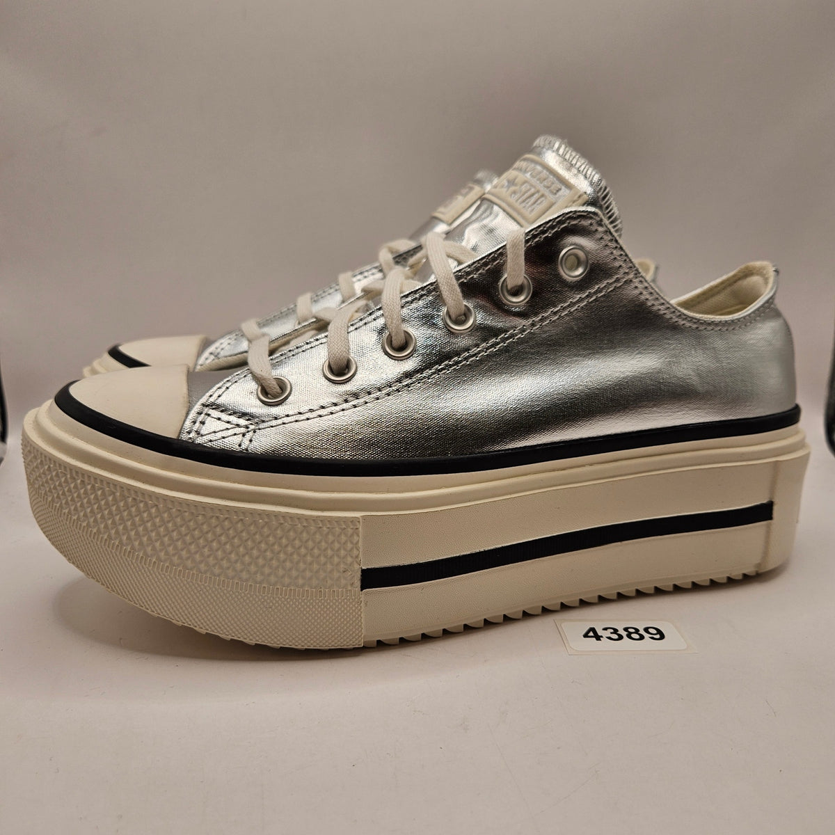 CONVERSE MEN'S 8 CHUCK TAYLOR LIFT DOUBLE STACK PLATFORM SILVER METALLIC A16406C
