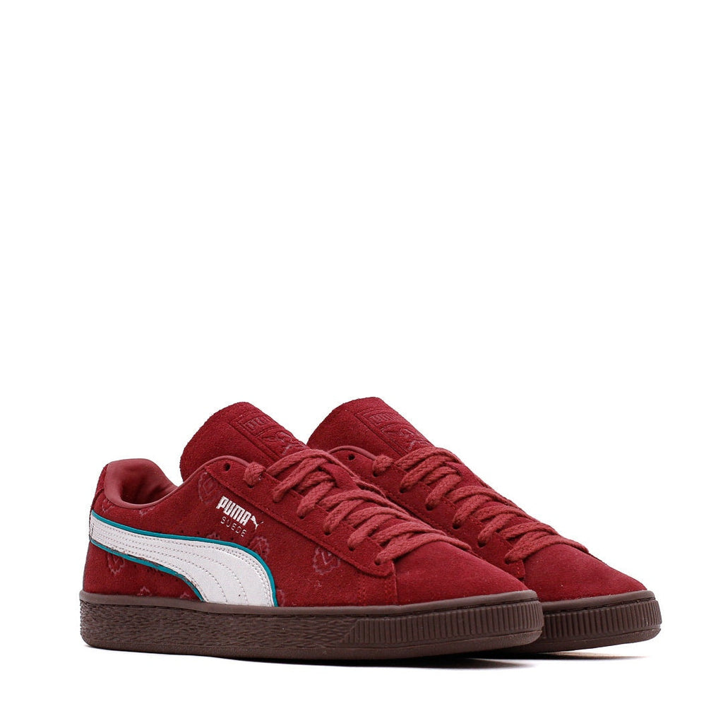 PUMA X ONE PIECE MEN'S 9 SUEDE 2 TEAM REGAL RED PUMA SILVER SNEAKERS NIB