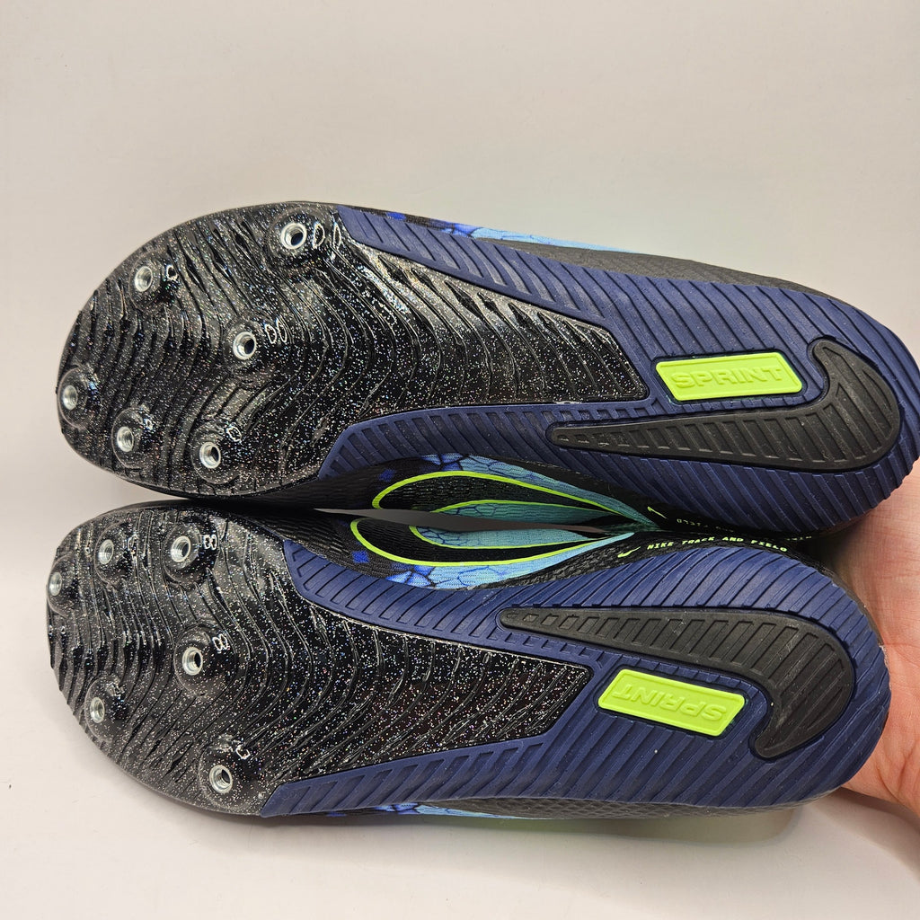 NIKE MEN'S 9.5 ZOOM RIVAL SPRINT TRACK SPIKES IM9132-300 BLACK VOLT BLUE NWOB