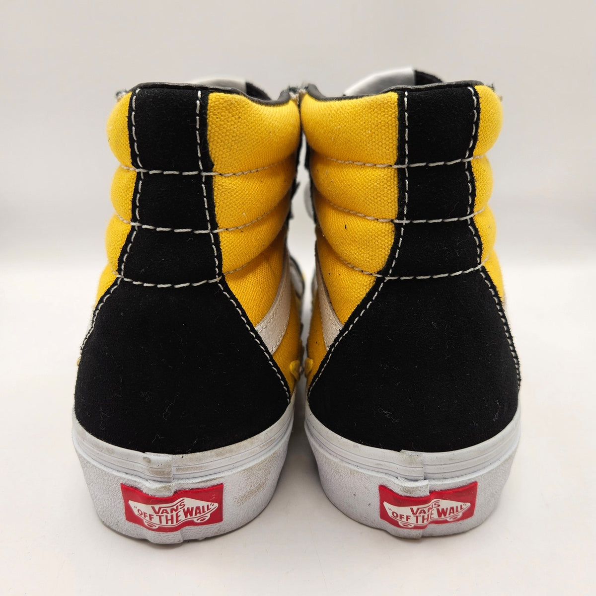 VANS WOMEN'S 8 SK8-HI YELLOW LIGHTNING BOLTS BLACK SUEDE CANVAS SNEAKER