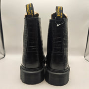 DR MARTENS WOMEN'S 7 STEEL TOE 1460 PASCAL BLACK ANALINE CROC EMBOSS BOOTS NWOB