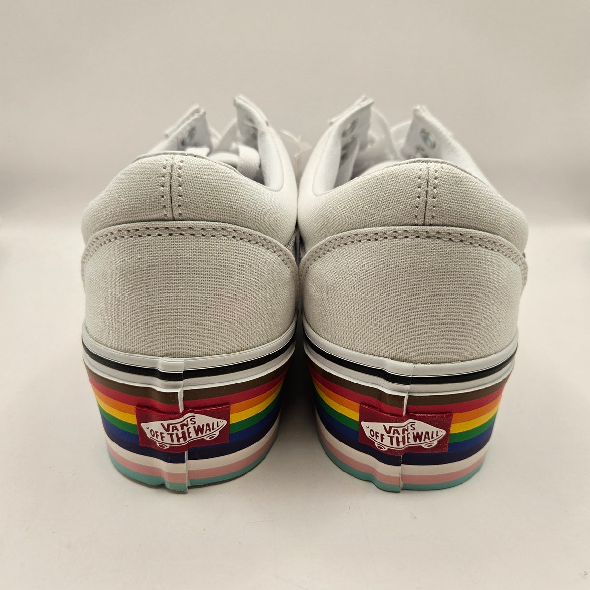 VANS M8 W9.5 OLD SKOOL STAC PRIDE RAINBOW WHITE STACKED SNEAKER SHOES NWOB