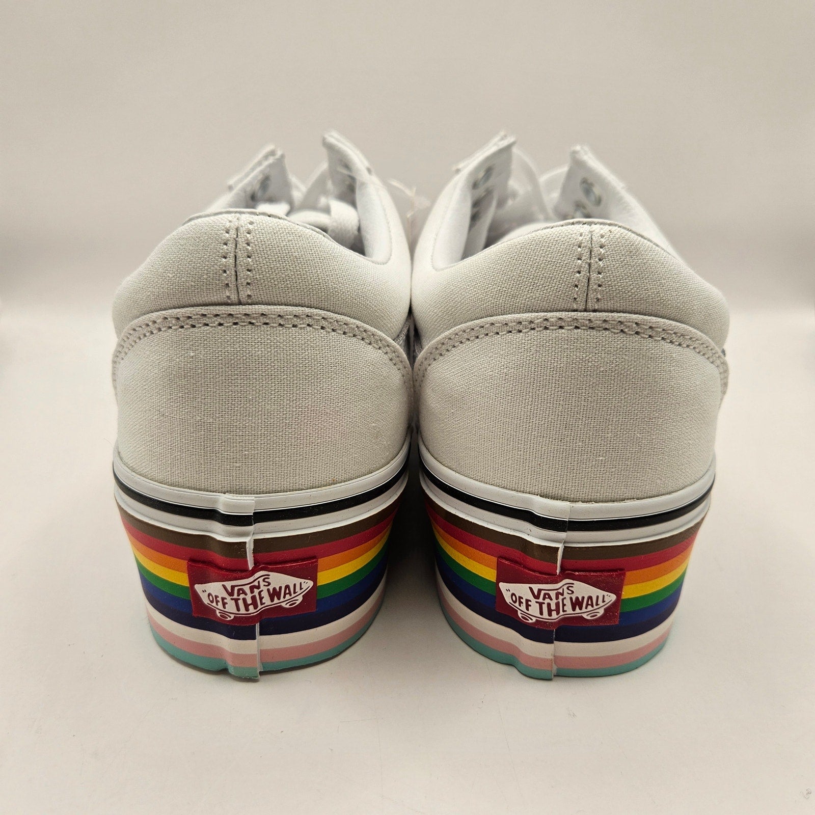 VANS M8 W9.5 OLD SKOOL STAC PRIDE RAINBOW WHITE STACKED SNEAKER SHOES NWOB