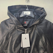 JORDAN WOMEN'S MEDIUM FAUX LEATHER JACKET FULL ZIP HOODED CROPPED IF0947-010