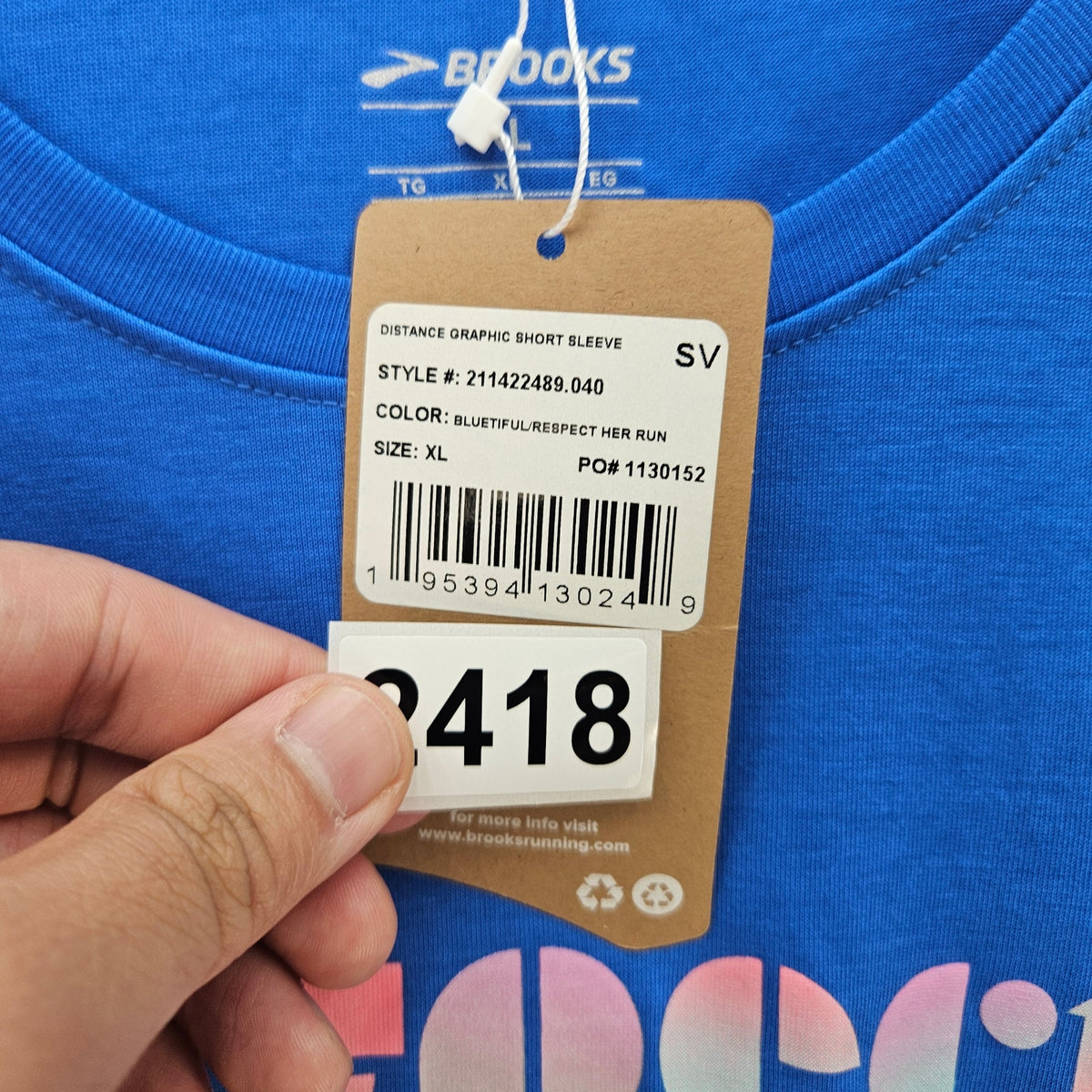 BROOKS WOMEN'S XL DISTANCE GRAPHIC SHORT SLEEVE BLUE TEE RESPECT HER RUN NWT