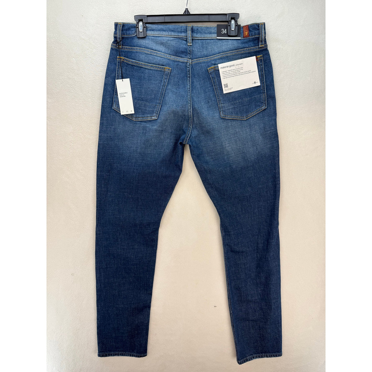 7 FOR ALL MANKIND MEN'S 36 ADRIEN HEMP SLIM TAPERED DARK JEANS