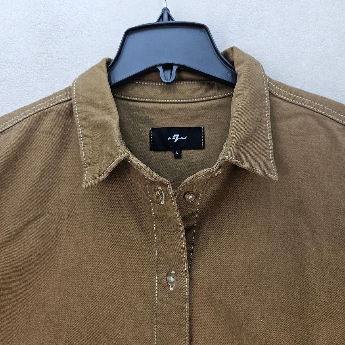 7 FOR ALLMANKIND WOMEN'S L NINA OVERSHIRT TWILL SAND STORM BUTTON SHACKET NWT