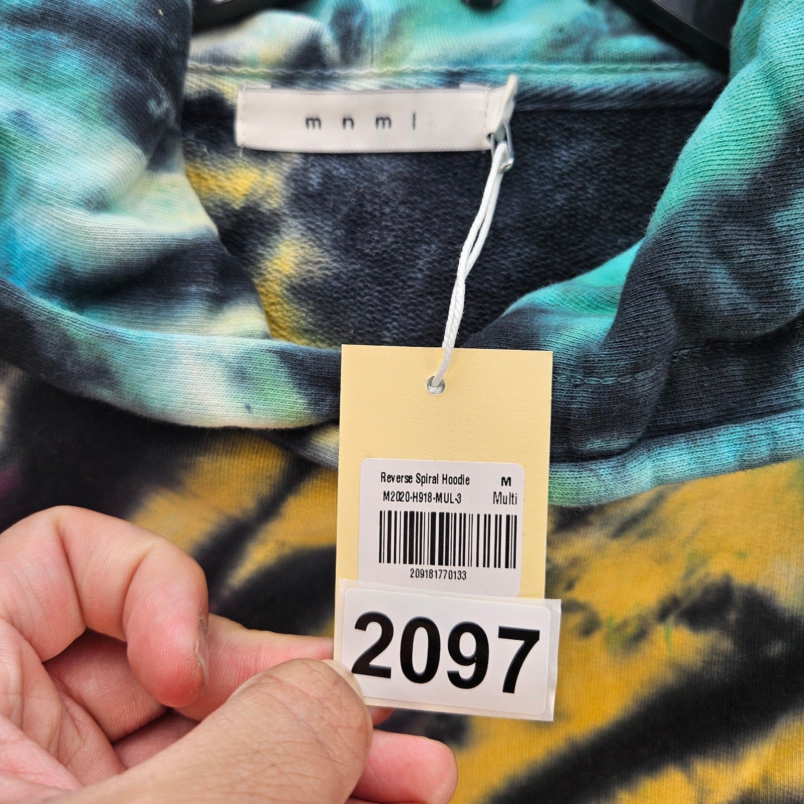 MNML MEN'S MEDIUM REVERSE SPIRAL TIE DYE PULLOVER HOODIE NWT