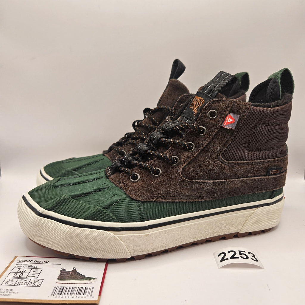 VANS MEN'S 7.5 SK8-HI DEL PATO MTE-2 UTILITY BOOTS BROWN GREEN NWOB WATERPROOF