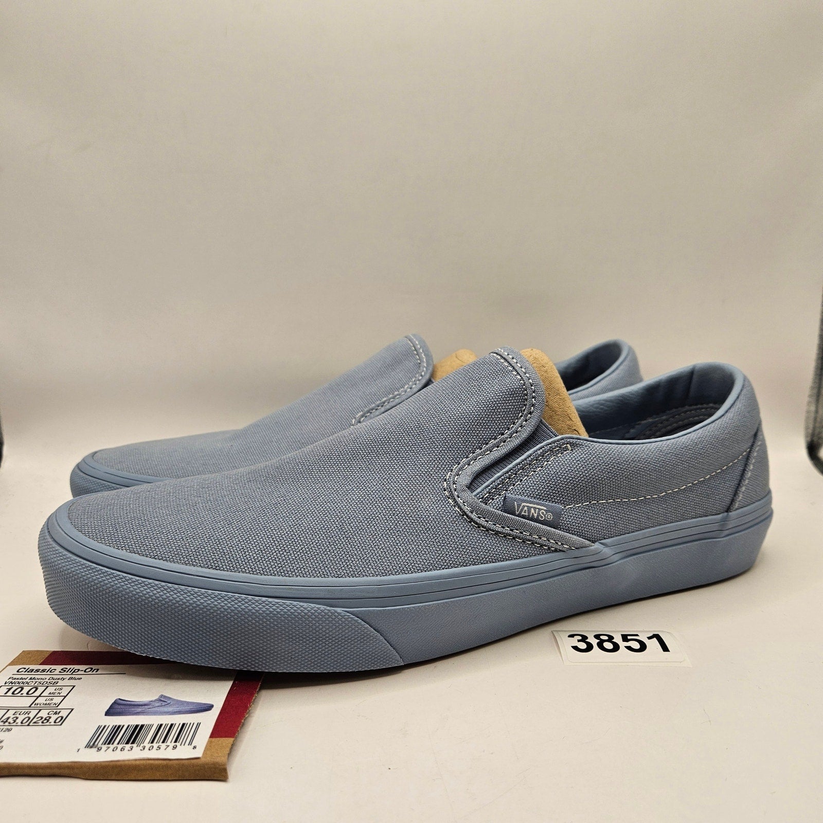 VANS MEN'S 10 CLASSIC SLIP ON PASTEL MONO DUSTY BLUE NWOB