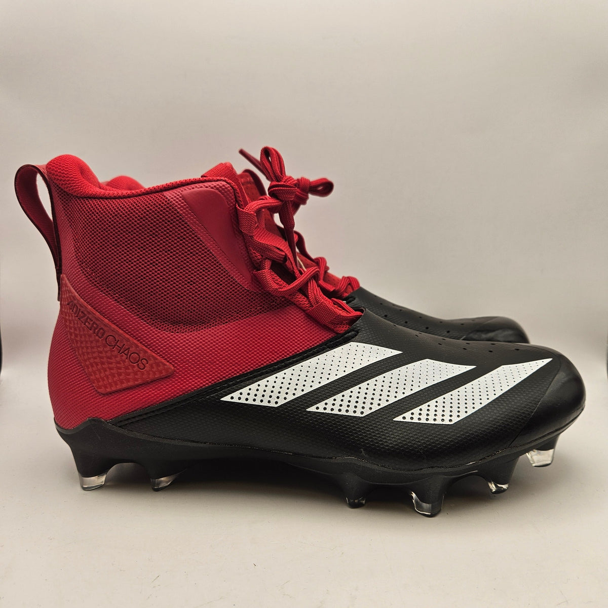 ADIDAS MEN'S 9 ADIZERO CHAOS RED BLACK FOOTBALL CLEATS NWOB IE3999