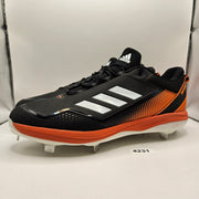 ADIDAS MEN'S 15 ICON 7 METAL BASEBALL CLEATS BLACK ORANGE LOW S23857