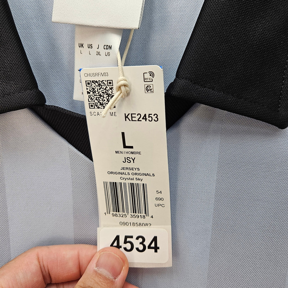 ADIDAS MEN'S LARGE ARCHIVE COLLAR ENGINEERED SKY BLUE BLACK REGULAR FIT KE2453
