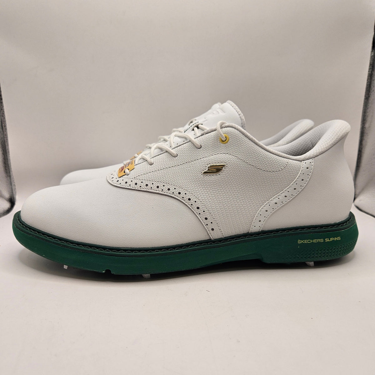 SKECHERS MEN'S 11 GO GOLF PRESTIGE SLIP IN SHOES 214124 ARCH FIT WHITE GREEN