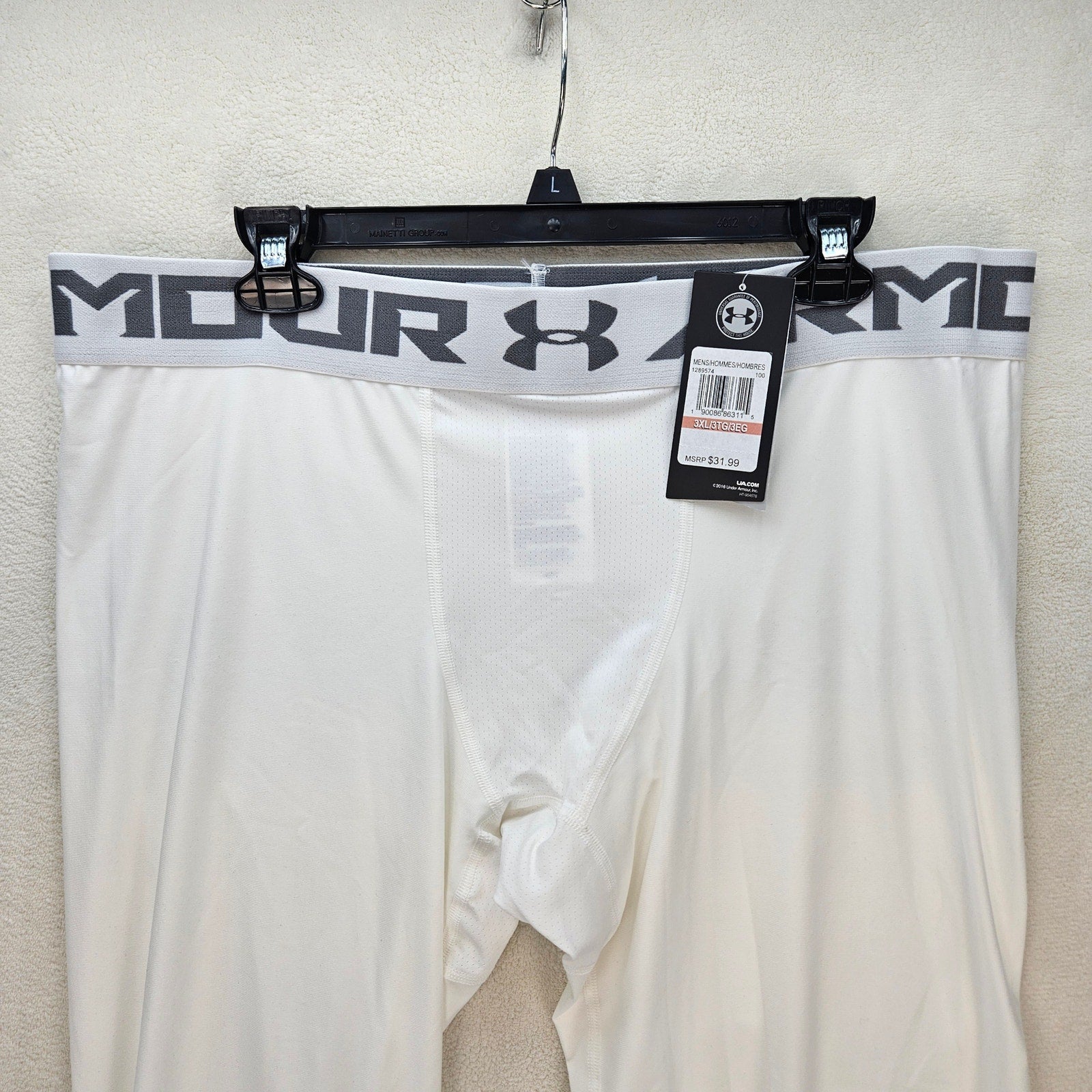 UNDER ARMOUR MEN'S 3XL WHITE HEATGEAR 2.0 3/4 COMPRESSION LEGGINGS 1289574 NWT