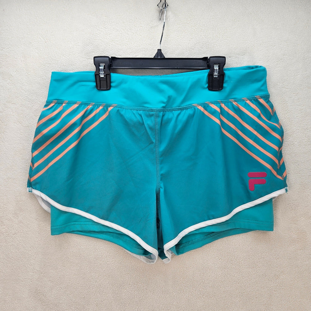 FILA X CHRISTOPHER BEVANS WOMEN'S LARGE TEAL TENNIS SHORTS UPF 50+ NWT