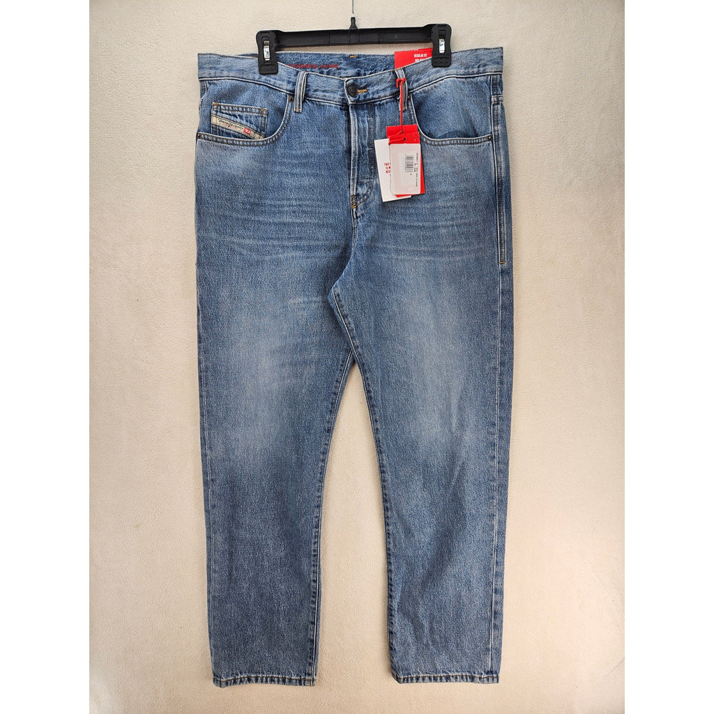 DIESEL MEN'S 36X32 D-VIKER L32 JEANS LIGHT WASH STRAIGHT LEG DENIM PANTS NWT