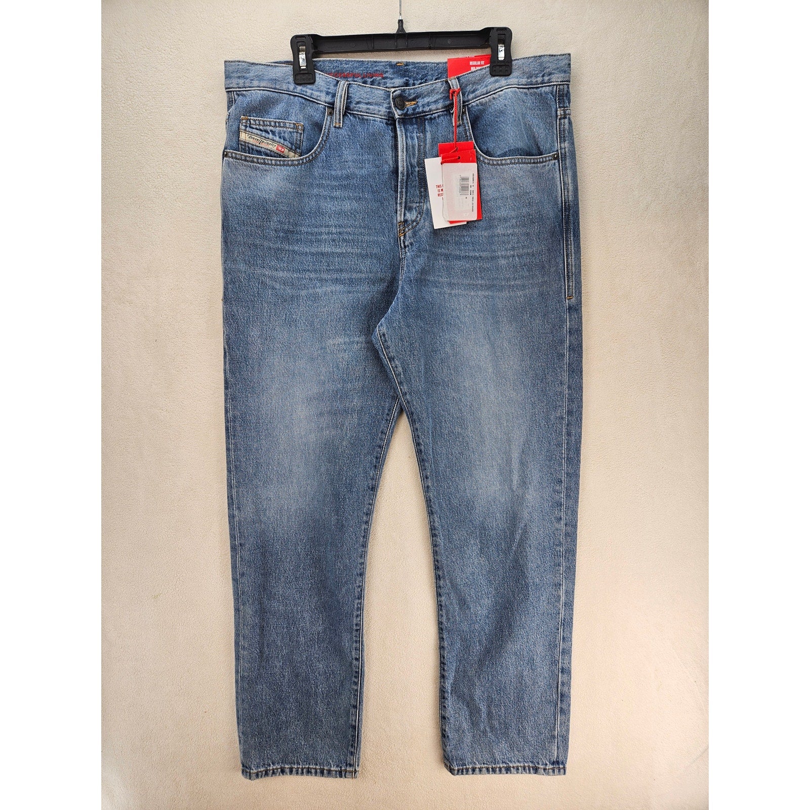DIESEL MEN'S 36X32 D-VIKER L32 JEANS LIGHT WASH STRAIGHT LEG DENIM PANTS NWT