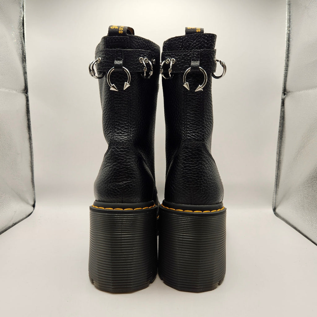 DR MARTENS WOMEN'S 10 CHESNEY HDW PIERCING LEATHER 8 EYE BOOTS NWOB BLACK