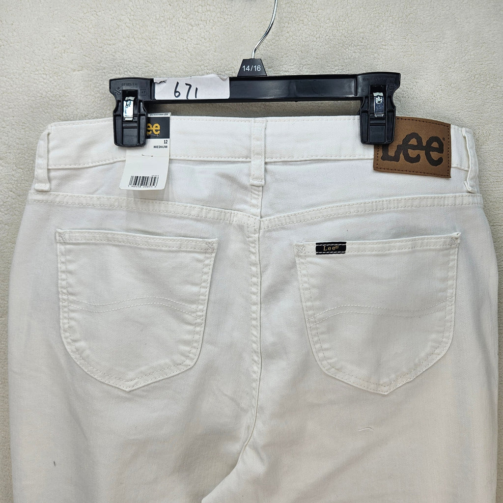 LEE WOMEN'S 12 MEDIUM WHITE CLASSIC FIT STRAIGHT LEG JEANS NWT