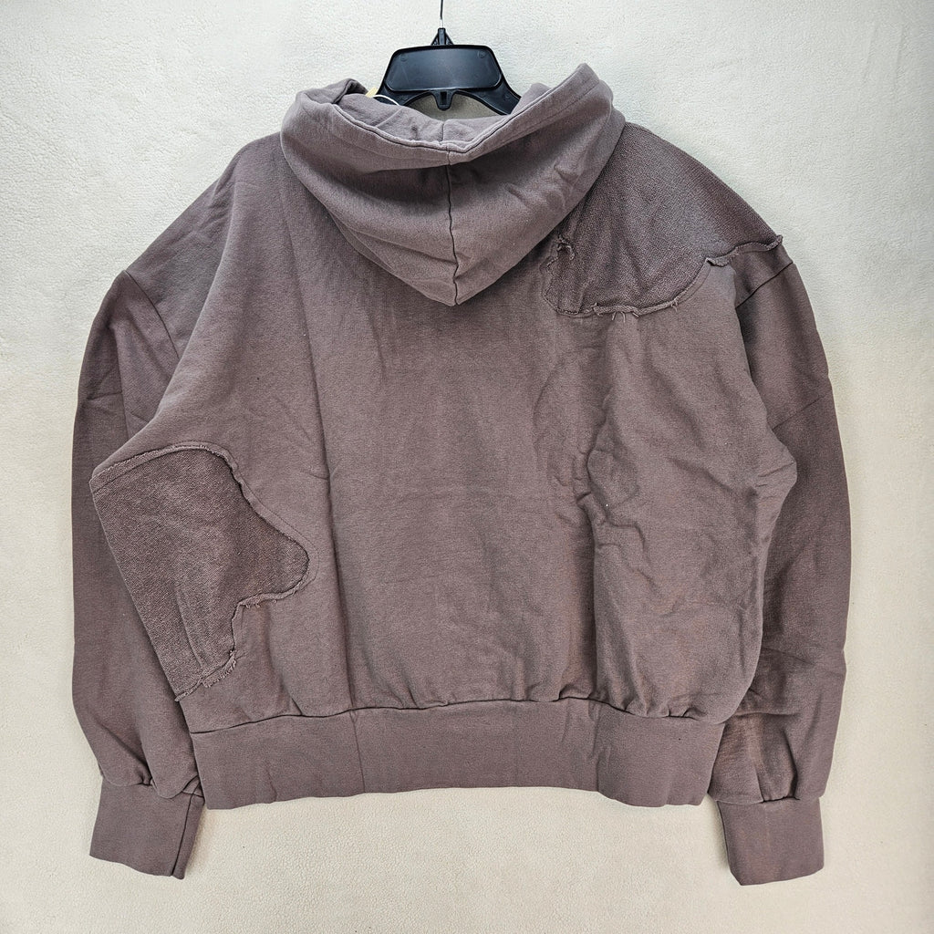MNML MEN'S MEDIUM PURPLE WASHED PANELED PULLOVER HOODIE NWT