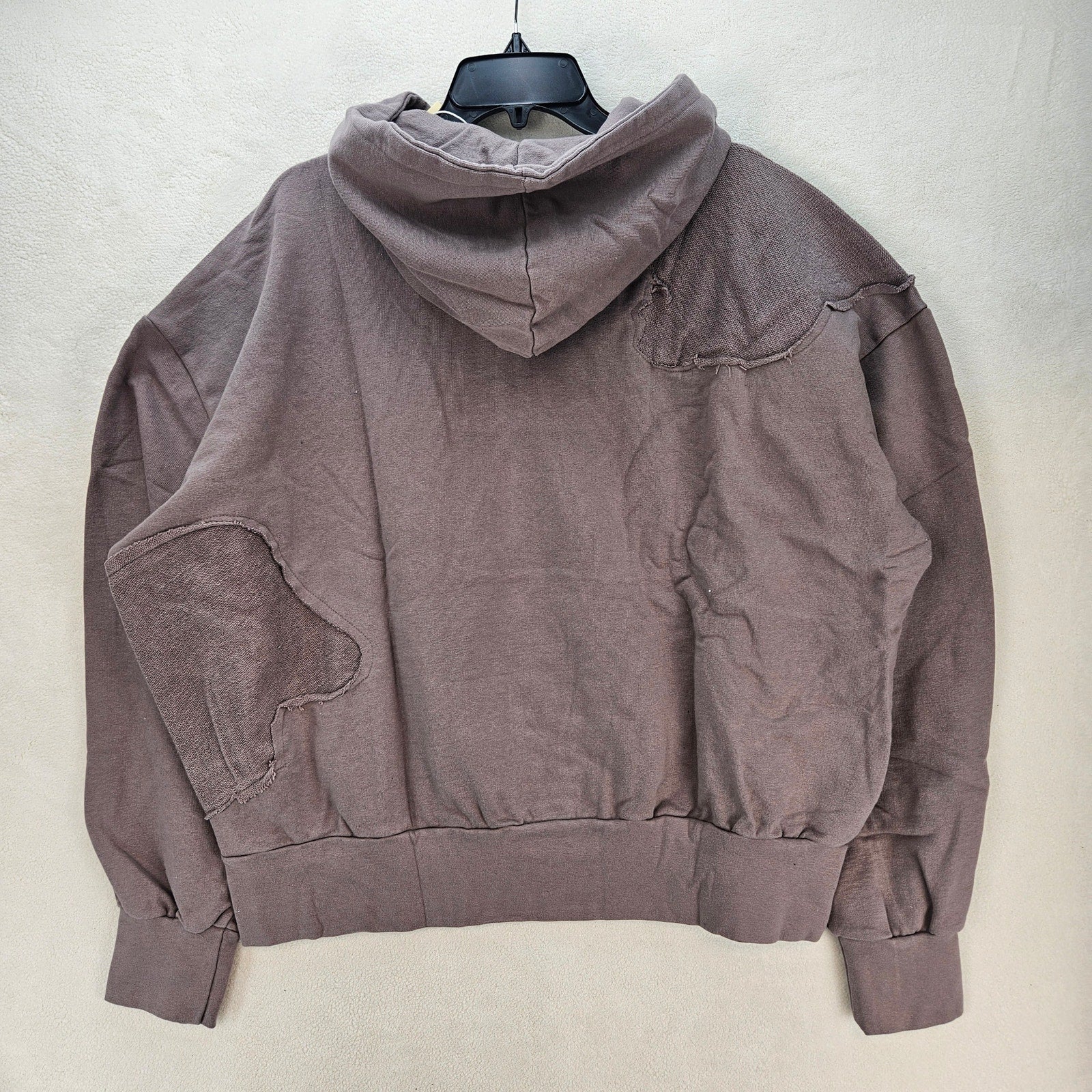 MNML MEN'S MEDIUM PURPLE WASHED PANELED PULLOVER HOODIE NWT