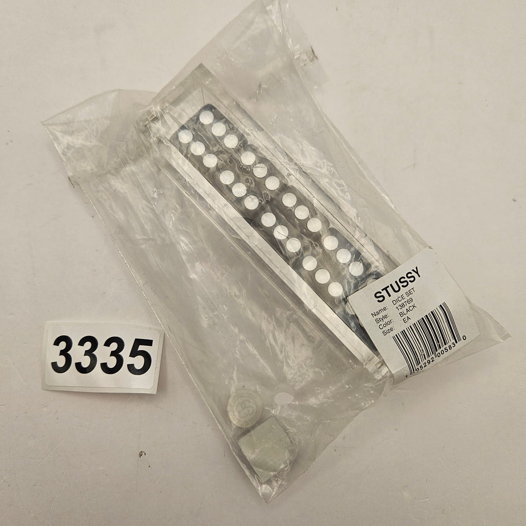 STUSSY DICE SET BLACK ACRYLIC DISPLAY CASE 5 LOGO DICE STYLE 138769 RARE