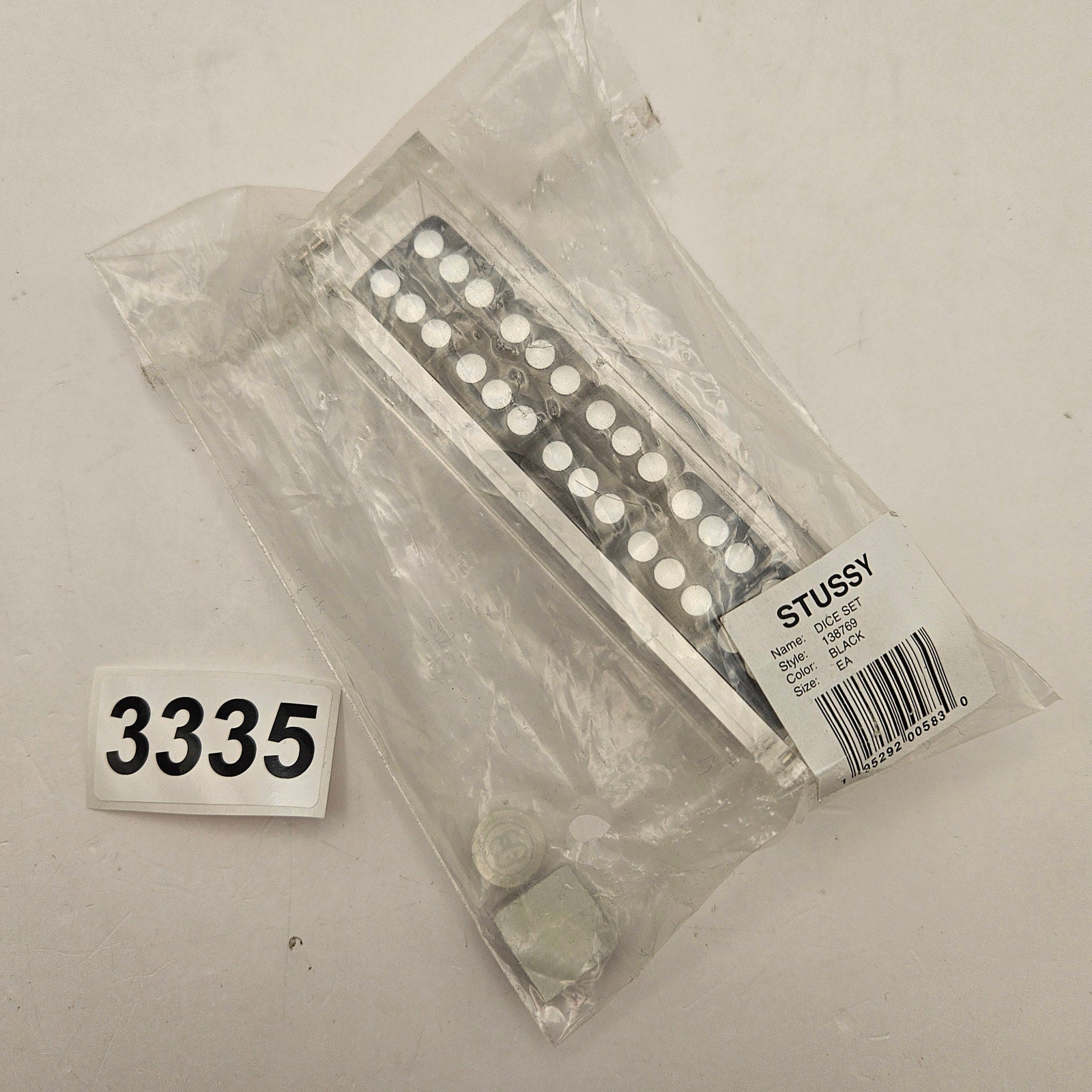 STUSSY DICE SET BLACK ACRYLIC DISPLAY CASE 5 LOGO DICE STYLE 138769 RARE