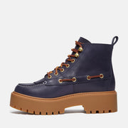 TIMBERLAND WOMEN'S 6 STONE STREET PLATFORM KILTIE BOOT DARK BLUE FULL GRAIN NIB