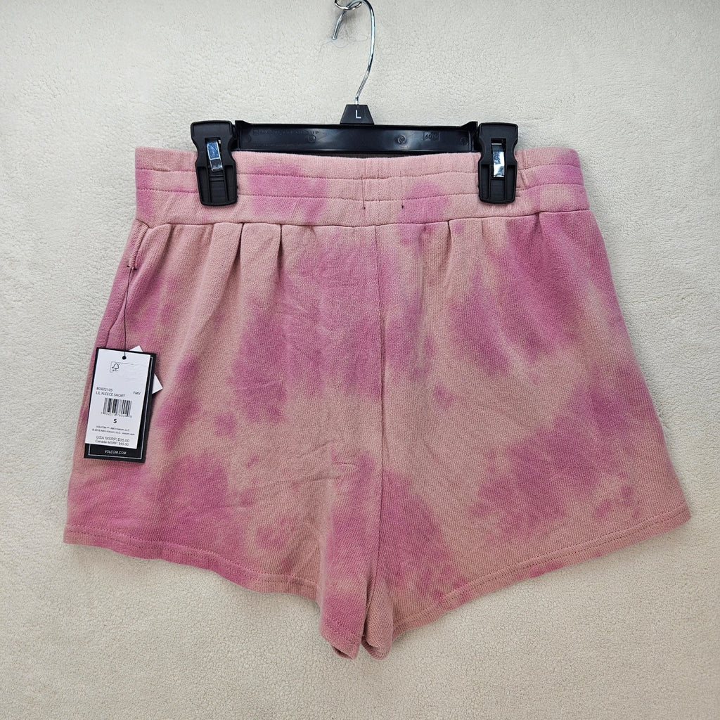 LOT OF 2 VOLCOM WOMEN'S SMALL PINK TIE DYE LIL FLEECE SHORTS NWT