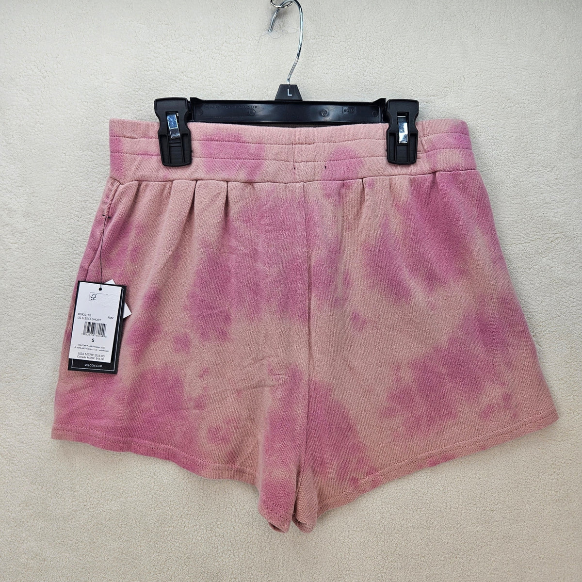 LOT OF 2 VOLCOM WOMEN'S SMALL PINK TIE DYE LIL FLEECE SHORTS NWT