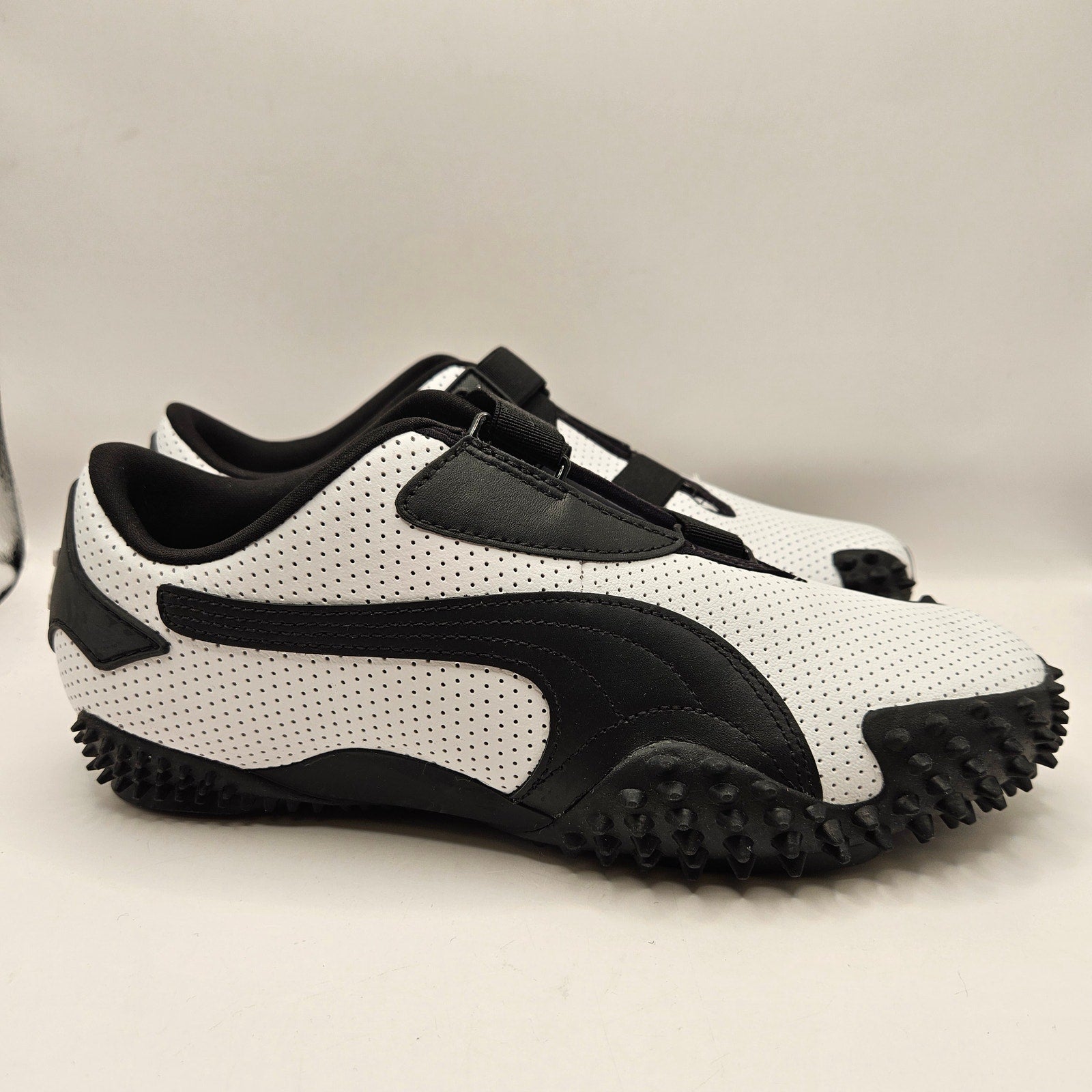 PUMA MOSTRO MEN'S 9 PERFORATED LEATHER PACK SNEAKERS WHITE BLACK 397331-01